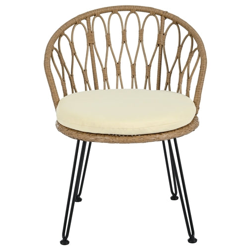 Outdoor Leisure Set, 2 Rattan Single Chairs with A Glass Round Table,