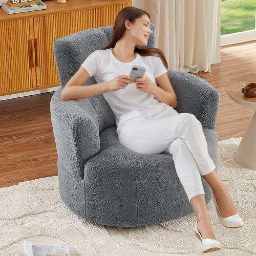 360° Swivel Chair Upholstered Accent Barrel Chair Swivel Round Sofa